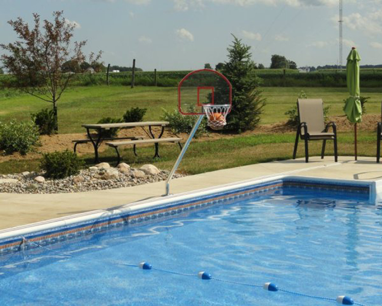 Swimming Pools, InGround Liners, poolside basketball