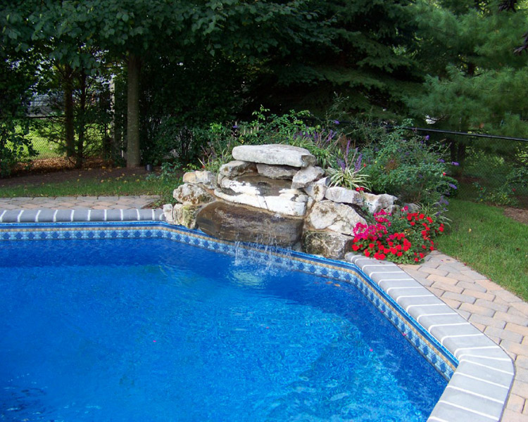 In-Ground Vinyl Liners, landscaping, waterfalls, pool features